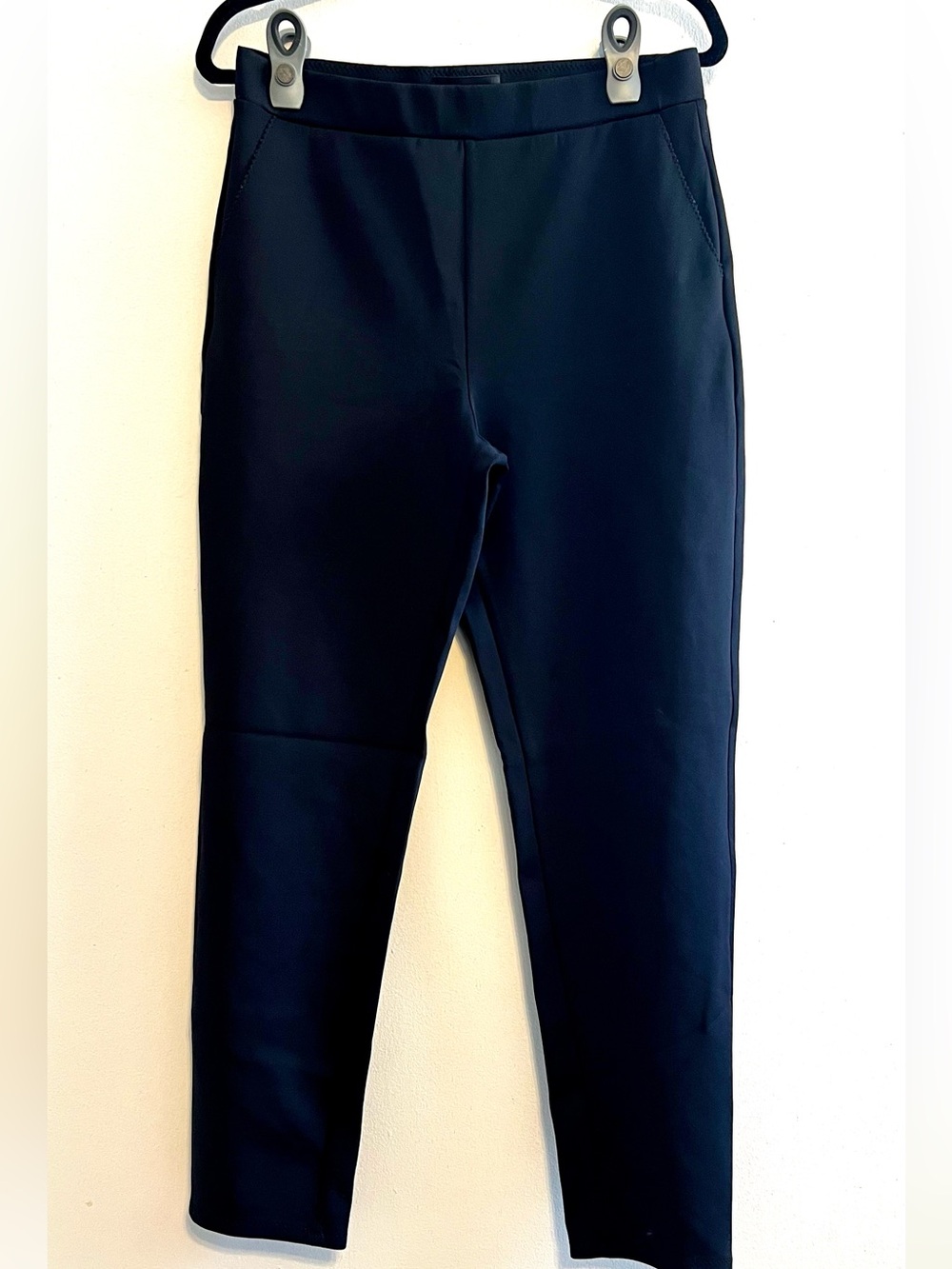 SHAN Sofia Caviar Black Pull-On Slim Ankle Pants w/ pockets Womens 10